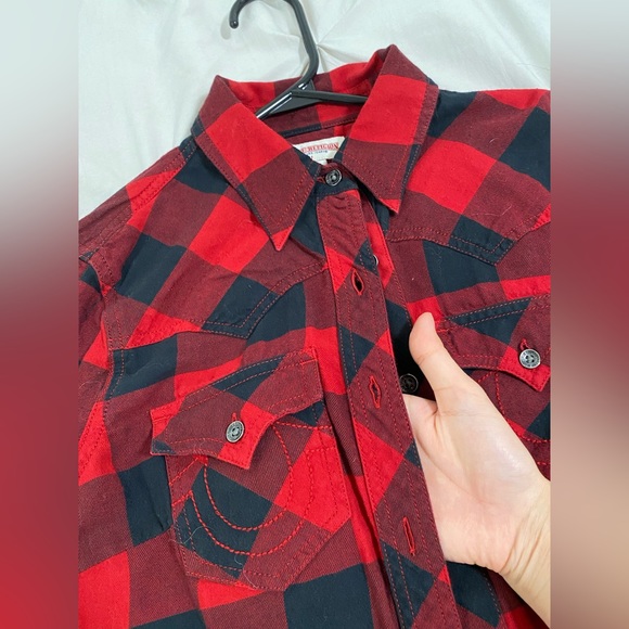 True Religion women’s red/black flannel - Picture 5 of 10